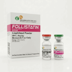 Vial de Follistatina de 5 mg en formato liofilizado de venta en Suplementos Guadalajara con envío express a todo México.