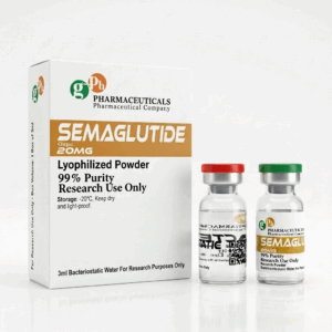 Vial de Semaglutida de 20 mg gph pharmaceuticals en formato liofilizado de venta en Suplementos Guadalajara.