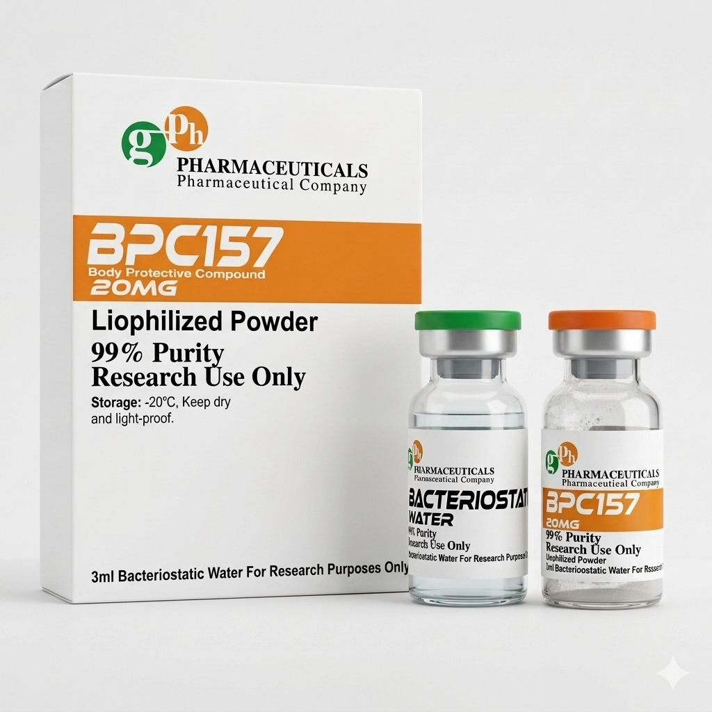 Vial de BPC-157 de 20 mg gph pharmaceuticals en formato liofilizado de venta en Suplementos Guadalajara con envío express a todo México.